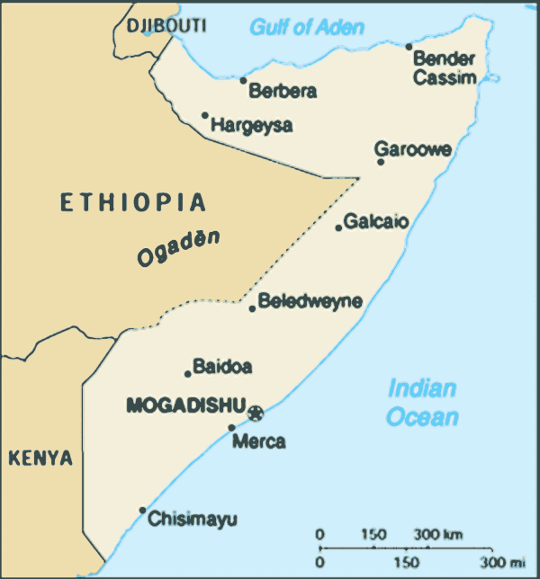 villes carte du somalie